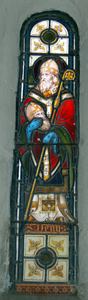Saint Denys window in the north aisle west wall February 2010